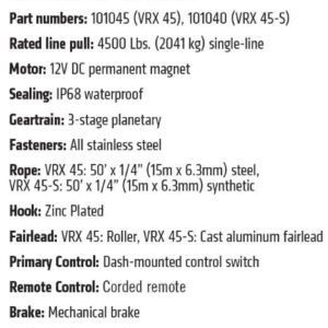 0004067 vrx 45 s powersport winch 101040 625